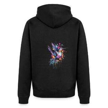 Kolibri Watercolor Hummingbird - Unisex Premium Bio Zip Hoodie - Schwarz - Hinten - Nico (187cm)