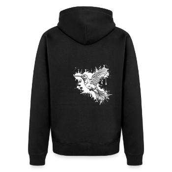 Kolibri Watercolor Hummingbird - Unisex Premium Bio Zip Hoodie - Schwarz - Hinten - Nico (187cm)