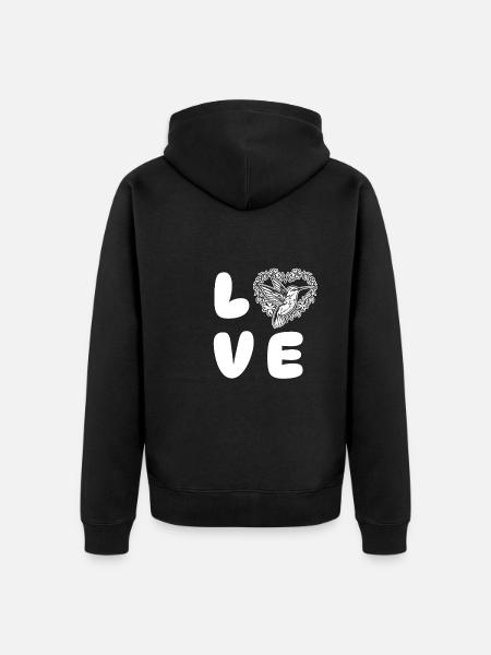 Hummingbird Love Bird - Unisex Premium Organic Zip Hoodie - black
