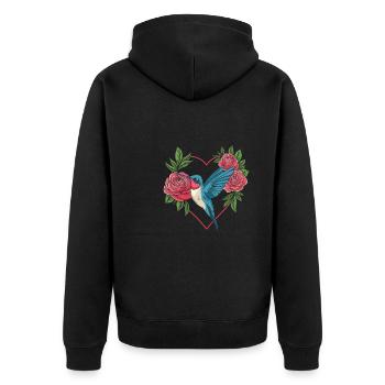 Kolibri Herz Liebesvogel - Unisex Premium Bio Zip Hoodie - Schwarz - Hinten - Nico (187cm)