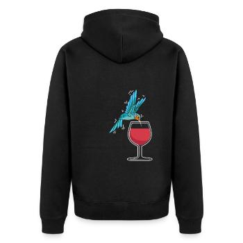 Kolibri Hummingbird Wine Glass - Unisex Premium Bio Zip Hoodie - Schwarz - Hinten - Nico (187cm)