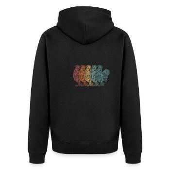 Huhn Henne - Unisex Premium Bio Zip Hoodie - Schwarz - Hinten - Nico (187cm)