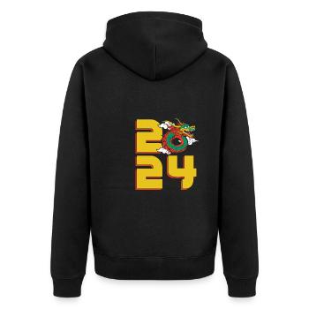 Année du Dragon 2024 - Veste à capuche bio Premium Unisexe - noir - Dos - Nico (187cm)