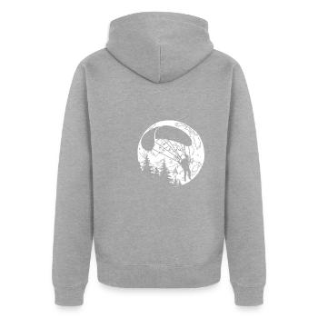 Paragleiter Paragleiten Mond - Unisex Premium Bio Zip Hoodie - Grau meliert - Hinten - Nico (187cm)