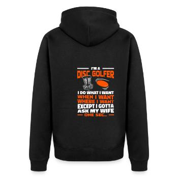 Frisbee Golf Disc Golf - Unisex Premium Bio Zip Hoodie - Schwarz - Hinten - Nico (187cm)