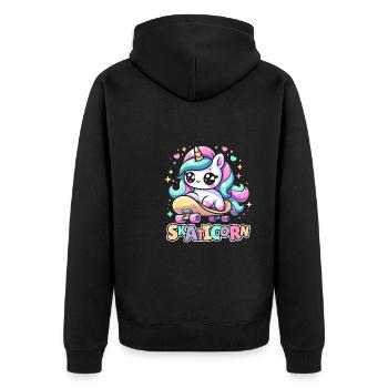 Skateboard Skater Unicorn Skaticorn - Unisex Premium Organic Zip Hoodie - black - Back - Nico (187cm)