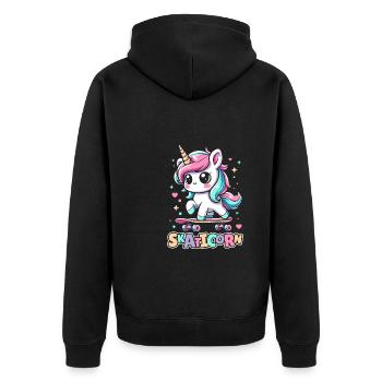 Skateboard Skater Unicorn Skaticorn - Unisex Premium Organic Zip Hoodie - black - Back - Nico (187cm)