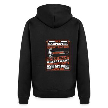 Zimmermann Tischler Schreiner - Unisex Premium Bio Zip Hoodie - Schwarz - Hinten - Nico (187cm)