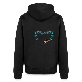 Colibri Coeur Coeur Amour Oiseau - Veste à capuche bio Premium Unisexe - noir - Dos - Nico (187cm)