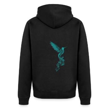 Kolibri Tribal Hummingbird - Unisex Premium Bio Zip Hoodie - Schwarz - Hinten - Nico (187cm)