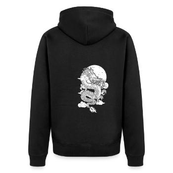 Jahr Des Drachen 2024 - Unisex Premium Bio Zip Hoodie - Schwarz - Hinten - Nico (187cm)