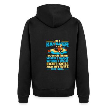 Kajaker - Unisex Premium Bio Zip Hoodie - Schwarz - Hinten - Nico (187cm)