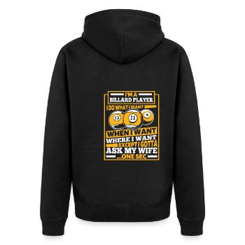 Billard - Unisex Premium Bio Zip Hoodie - Schwarz - Hinten - Nico (187cm)