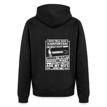 Zimmermann Tischler Schreiner - Unisex Premium Bio Zip Hoodie - Schwarz - Hinten - Nico (187cm)
