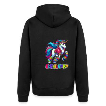 80s Achtziger Einhorn Eighticorn - Unisex Premium Bio Zip Hoodie - Schwarz - Hinten - Nico (187cm)