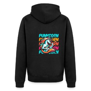 Guitare électrique, Guitare électrique, Licorne, Punkcorn - Veste à capuche bio Premium Unisexe - noir - Dos - Nico (187cm)