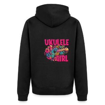 Ukulele Ukulele Girl - Unisex Premium Organic Zip Hoodie - black - Back - Nico (187cm)
