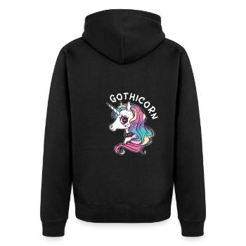 Gothic Unicorn Gothicorn - Unisex Premium Organic Zip Hoodie - black - Back - Nico (187cm)