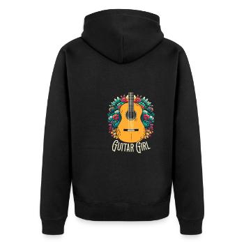 Akustikgitarre Guitar Girl - Unisex Premium Bio Zip Hoodie - Schwarz - Hinten - Nico (187cm)