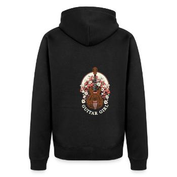 Akustikgitarre Guitar Girl - Unisex Premium Bio Zip Hoodie - Schwarz - Hinten - Nico (187cm)