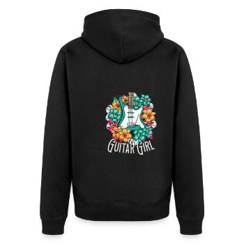 E Gitarre Elektrogitarre Guitar Girl - Unisex Premium Bio Zip Hoodie - Schwarz - Hinten - Nico (187cm)