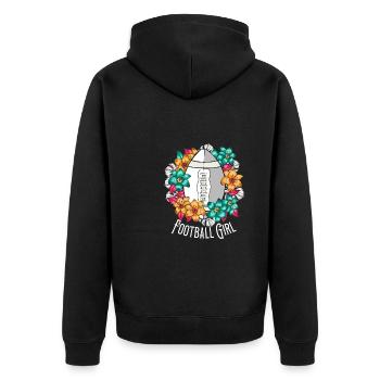 American Football Football Girl - Unisex Premium Bio Zip Hoodie - Schwarz - Hinten - Nico (187cm)