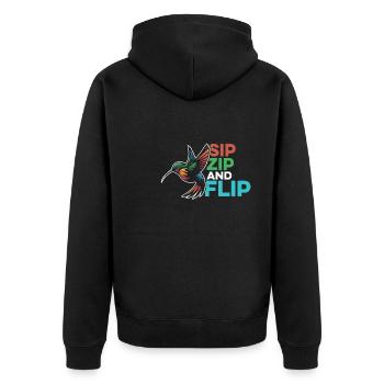 Kolibri - Unisex Premium Bio Zip Hoodie - Schwarz - Hinten - Nico (187cm)
