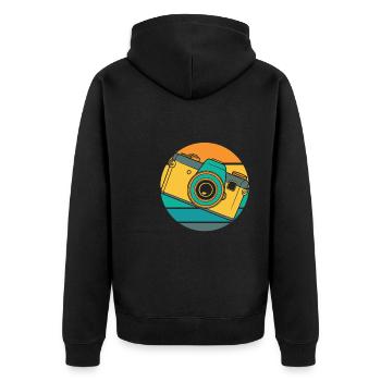 Fotograf Fotografie Kamera - Unisex Premium Bio Zip Hoodie - Schwarz - Hinten - Nico (187cm)