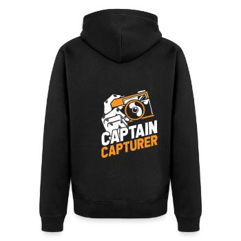 Fotograf Fotografie Kamera Capture The Moment - Unisex Premium Bio Zip Hoodie - Schwarz - Hinten - Nico (187cm)