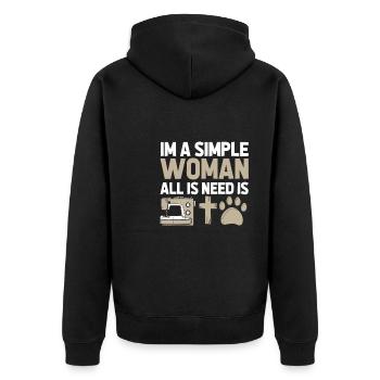 Nähen Nähmaschine Dog Im A Simple Woman Sewing - Unisex Premium Bio Zip Hoodie - Schwarz - Hinten - Nico (187cm)