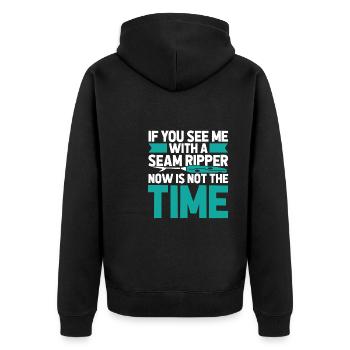 Sewing Sewing Machine - Unisex Premium Organic Zip Hoodie - black - Back - Nico (187cm)
