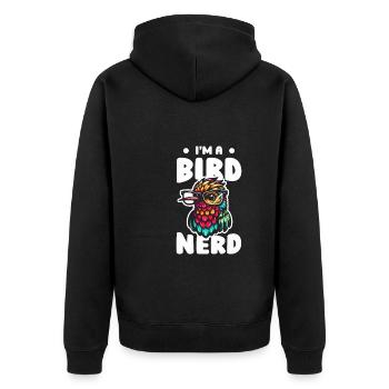 Kolibri Vögel Beobachten Bird Nerd - Unisex Premium Bio Zip Hoodie - Schwarz - Hinten - Nico (187cm)