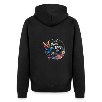 Colibri, Courageux, Motivant - Veste à capuche bio Premium Unisexe - noir - Dos - Nico (187cm)