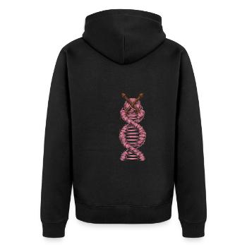 Knitting DNA Its In My DNA - Unisex Premium Organic Zip Hoodie - black - Back - Nico (187cm)