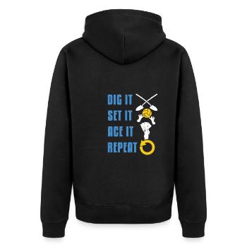 Volleyball Volleyball Ace Card - Unisex Premium Organic Zip Hoodie - black - Back - Nico (187cm)