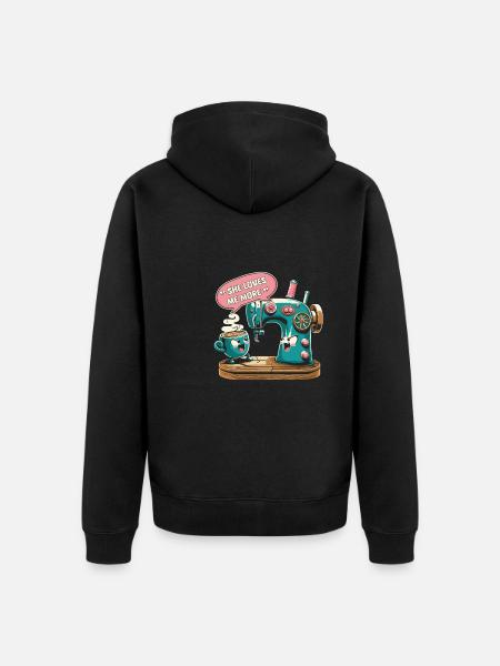 Sewing Machine Caffeine Coffee Sewing - Unisex Premium Organic Zip Hoodie - black