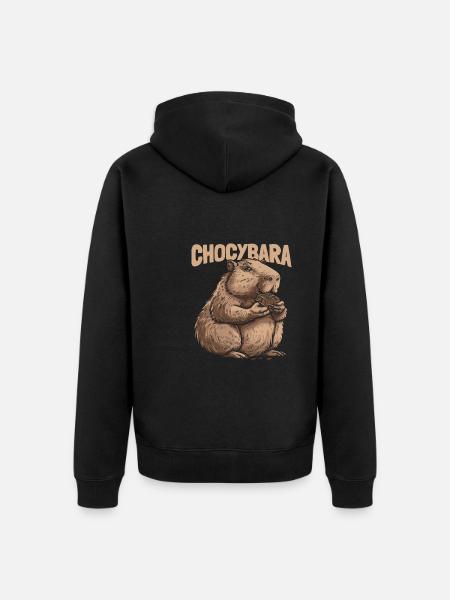 Chocolate Chocolate Capybara Chocybara - Unisex Premium Organic Zip Hoodie - black