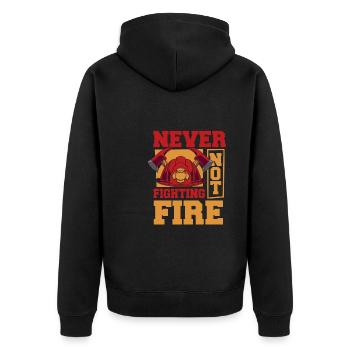 Feuerwehrmann - Unisex Premium Bio Zip Hoodie - Schwarz - Hinten - Nico (187cm)