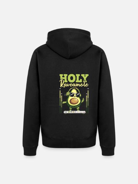 Techno Raver Avocado Holy Raveamole - Unisex Premium Organic Zip Hoodie - black