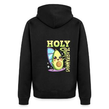Windsurfing Windsurfer Avocado Holy Surfamole - Unisex Premium Organic Zip Hoodie - black - Back - Nico (187cm)