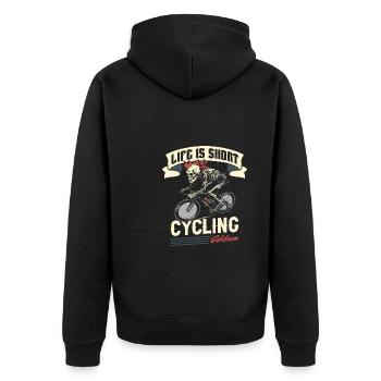 Rennrad Radsport Radsportler - Unisex Premium Bio Zip Hoodie - Schwarz - Hinten - Nico (187cm)