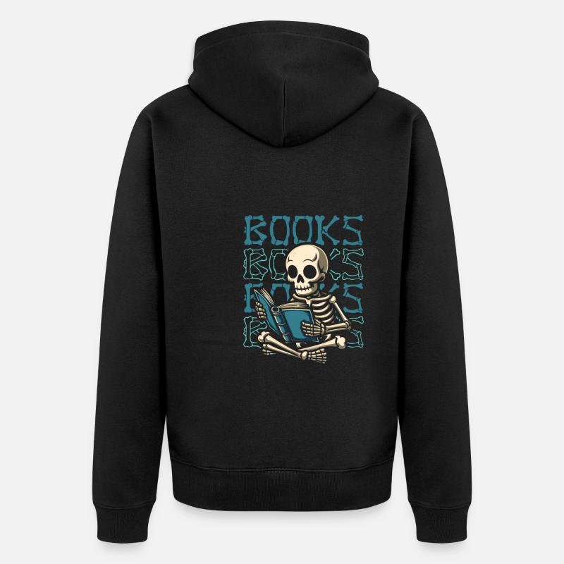 Buch Leseratte Bücherwurm - Unisex Premium Bio Zip Hoodie - Schwarz