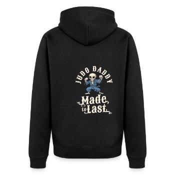Judoka Skelett Fathers Day Dad - Unisex Premium Bio Zip Hoodie - Schwarz - Hinten - Nico (187cm)
