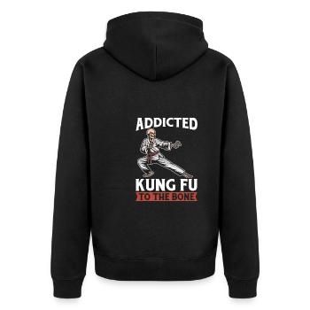 Kung Fu Skeleton - Unisex Premium Organic Zip Hoodie - black - Back - Nico (187cm)