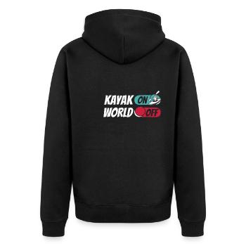 Kayaker Kayak On World Off - Unisex Premium Organic Zip Hoodie - black - Back - Nico (187cm)