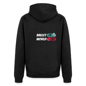 Ballet Balerina Ballet On World Off - Unisex Premium Bio Zip Hoodie - Schwarz - Hinten - Nico (187cm)