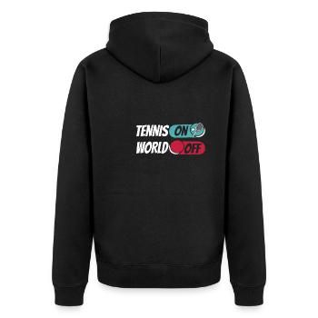 Tennis Tennis On World Off - Unisex Premium Bio Zip Hoodie - Schwarz - Hinten - Nico (187cm)
