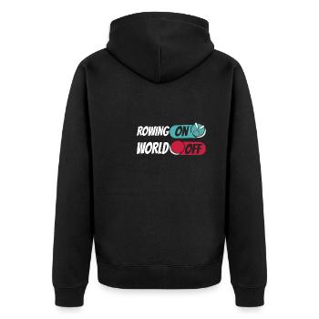 Rudern Ruderer Rowing On World Off - Unisex Premium Bio Zip Hoodie - Schwarz - Hinten - Nico (187cm)
