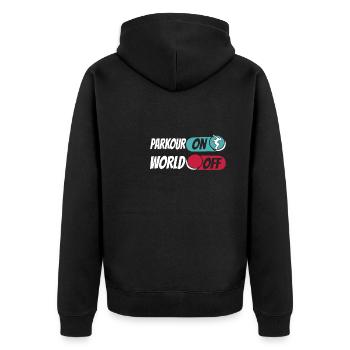 Parkour Parkour On World Off - Unisex Premium Organic Zip Hoodie - black - Back - Nico (187cm)