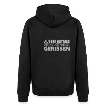 Schwarzer Humor - Unisex Premium Bio Zip Hoodie - Schwarz - Hinten - Nico (187cm)